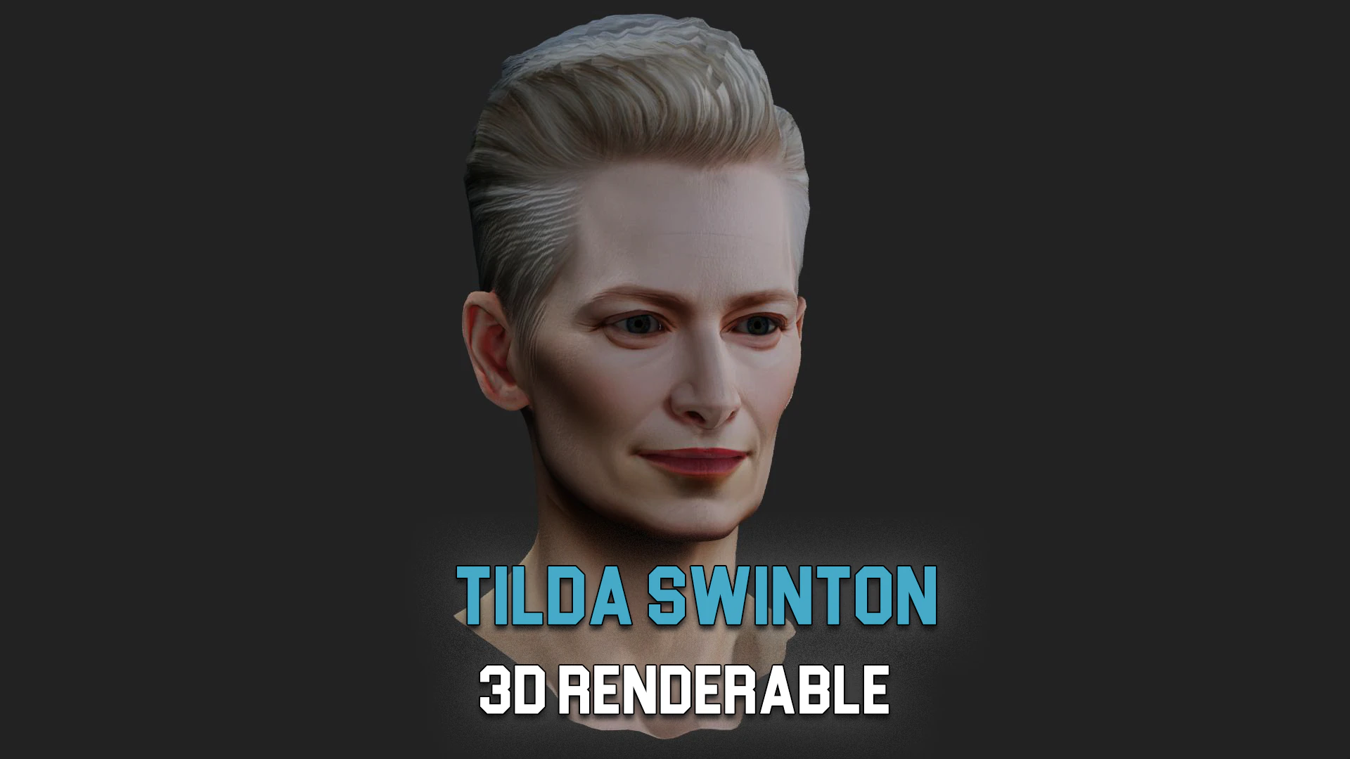 TILDA SWINTON Real Time Renderable Bust Fan Art 3D Model .c4d .max .obj .3ds .fbx .stl .blend 