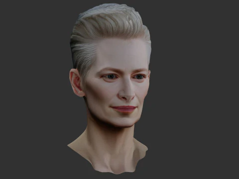 TILDA SWINTON Real Time Renderable Bust Fan Art 3D Model