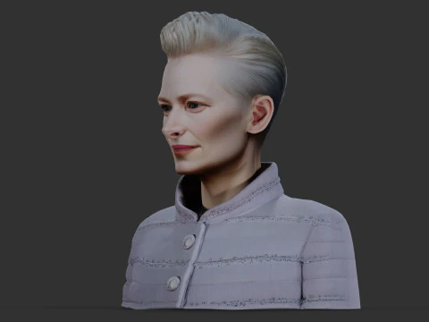 TILDA SWINTON Real Time Renderable Bust Fan Art 3D Model