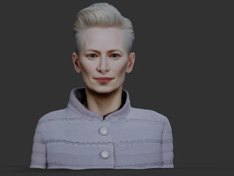 TILDA SWINTON Real Time Renderable Bust Fan Art 3D Model