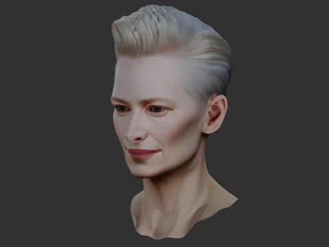 TILDA SWINTON Real Time Renderable Bust Fan Art 3D Model