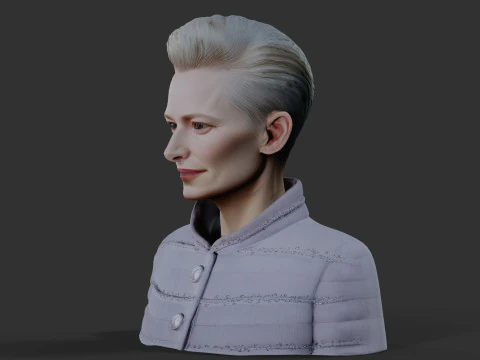 TILDA SWINTON Real Time Renderable Bust Fan Art 3D Model