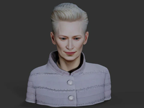TILDA SWINTON Real Time Renderable Bust Fan Art 3D Model
