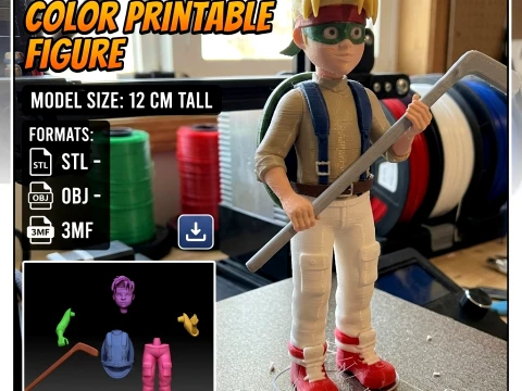 Figurine imprimable couleur TMNT Zach 3D Modèles 3D en vedette