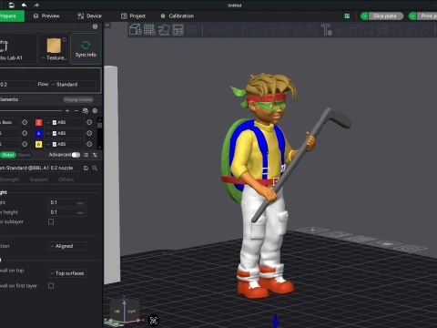 TMNT Zach 3D Color Printable Figure 3D Print Model