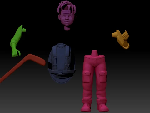 TMNT Zach 3D Color Printable Figure 3D Print Model