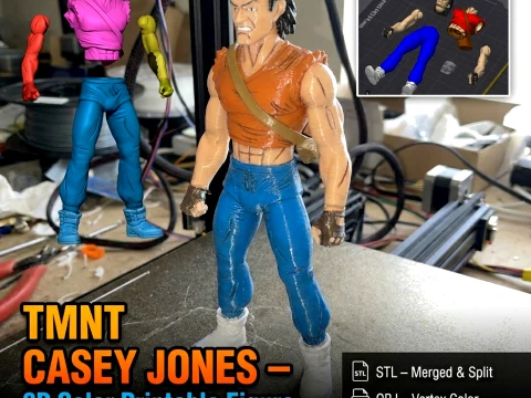 TMNT CASEY JONES 3D Color Printable Figure 3D Print Model