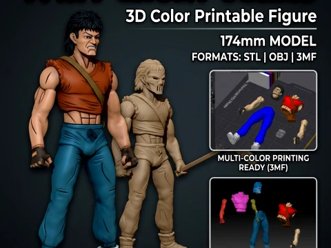 TMNT CASEY JONES 3D Color Printable Figure 3D Print Model