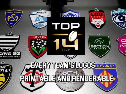 Top 14 CHAQUE LOGOS D'&Eacute;QUIPES Pack STL imprimable en 3D Modèles 3D en vedette