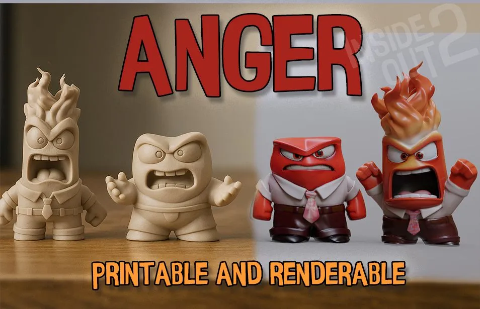 Anger from Inside Out Printable and Renderable 3D Print Model .c4d .max .obj .3ds .fbx .stl .blend 