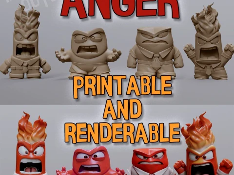 Anger from Inside Out Printable and Renderable 3D Print Model