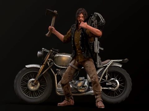 Personaggio 3D Daryl Dixon Fan Art per il rendering in tempo reale Modello 3D