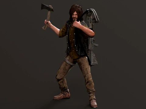 Personaggio 3D Daryl Dixon Fan Art per il rendering in tempo reale Modello 3D