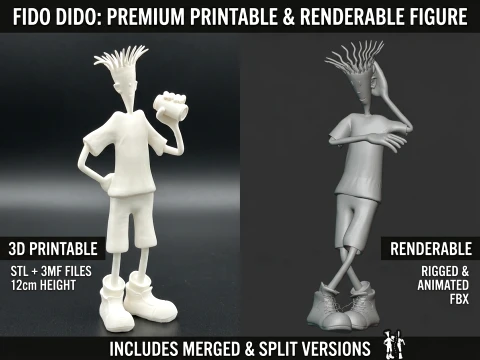 Fido Dido Printable Renderable Figure 3D Print Model