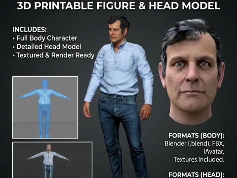 Mario Pergolini Renderable 3D Character Head Model 3D Model
