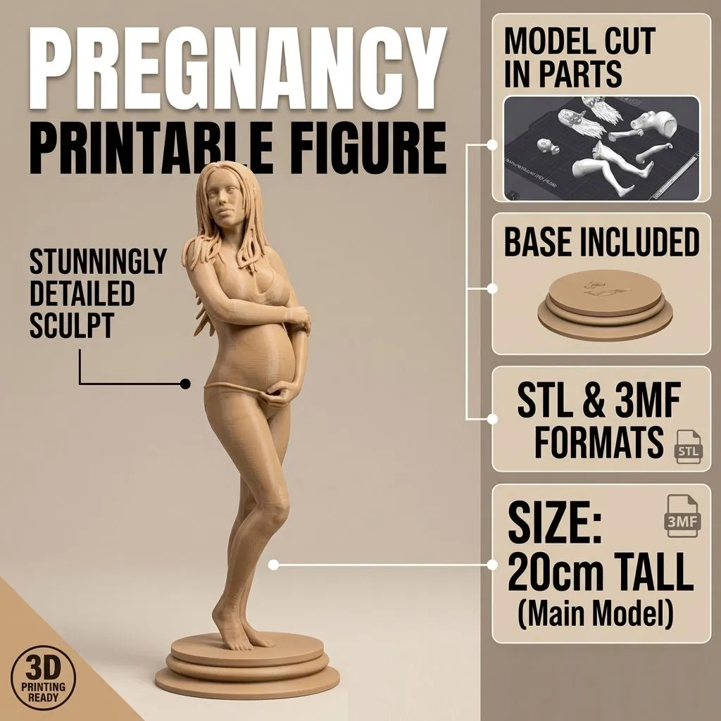 Pregnancy printable figure 3D Print Model .c4d .max .obj .3ds .fbx .stl .blend 