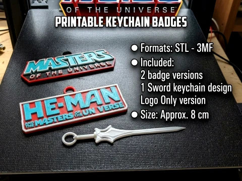 Masters of the Universe Keychain Badges Printable STL 3MF 3D Print Model