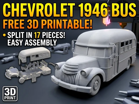 Chevrolet Bus 1946 Kostenloses 3D-druckbares Modell 3D Druckmodell