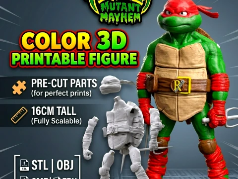 TMNT Raphael Mutant Mayhem Color 3D-фигурка для печати 3D Принт Модель