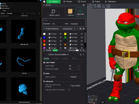 TMNT Raphael Mutant Mayhem Color 3D Printable Figure 3D Print Model