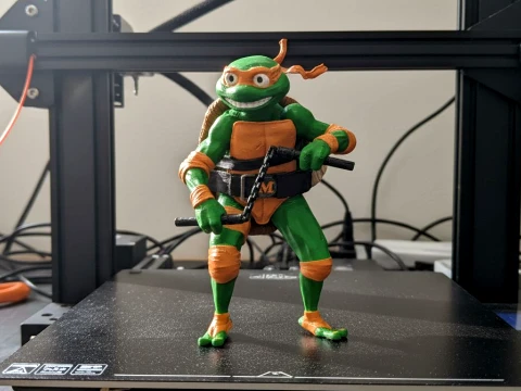 TMNT Michelangelo Mutant Mayhem Figura stampabile in 3D a colori Modello di stampa 3D