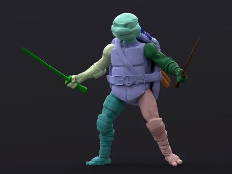 TMNT Leonardo Mutant Mayhem Color 3D Printable Figure 3D Print Model