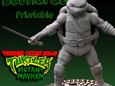 TMNT Leonardo Mutant Mayhem Color 3D Printable Figure 3D Print Model