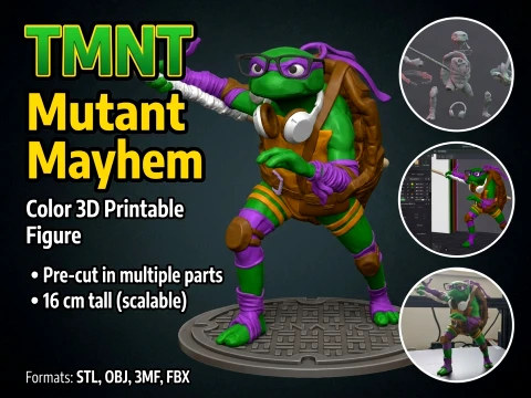 TMNT Donatello Mutant Mayhem Figura stampabile in 3D a colori Modello di stampa 3D