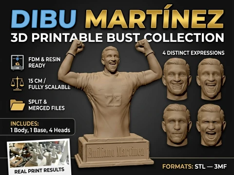 Pack buste imprimable en 3D Dibu Martinez Modèles 3D en vedette