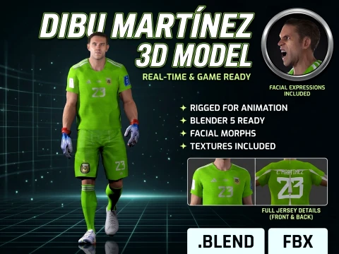 Dibu Martnez Renderable 3D Character videogame ready 3D Model