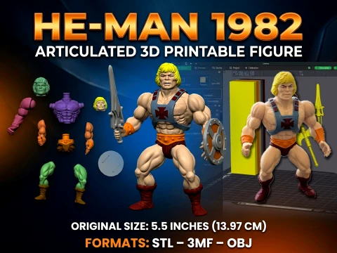 He-Man 1982 artikulierte, farbdruckbare Figur 3D Druckmodell