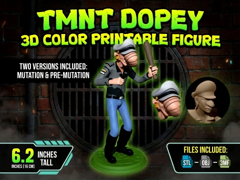 TMNT Dopey 3D Color Printable Figure 3D Print Model