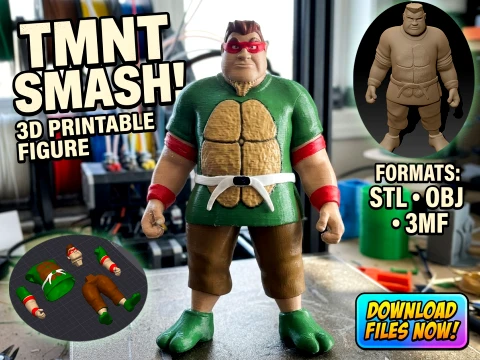 TMNT Smash 1987 3D Color Printable Figure 3D Print Model