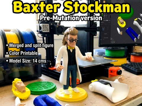 TMNT Baxter Stockman 1987 Pre-Mutation Color Printable Figure 3D Print Model