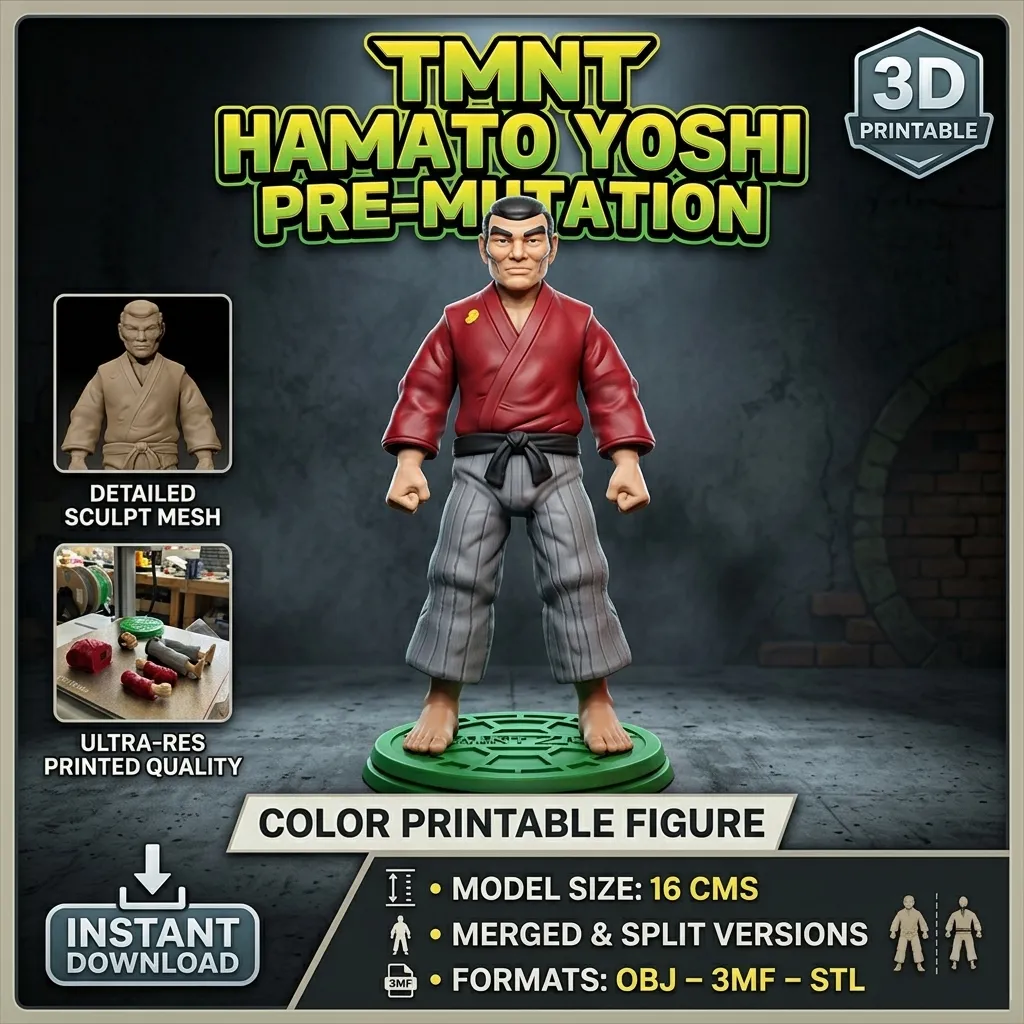 TMNT Hamato Yoshi Pre-Mutation Color Printable Figure 3D Print Model .c4d .max .obj .3ds .fbx .stl .blend 