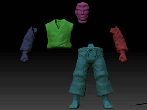 TMNT Hamato Yoshi Pre-Mutation Color Printable Figure 3D Print Model