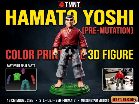 TMNT Hamato Yoshi Pre-Mutation Color Printable Figure 3D Print Model