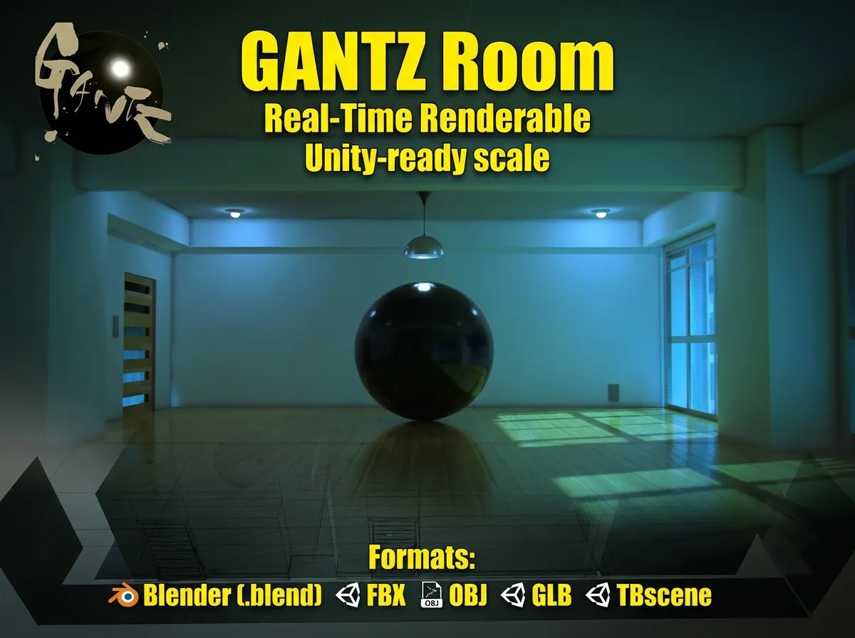 GANTZ Room Real-Time Renderable 3D Model .c4d .max .obj .3ds .fbx .stl .blend