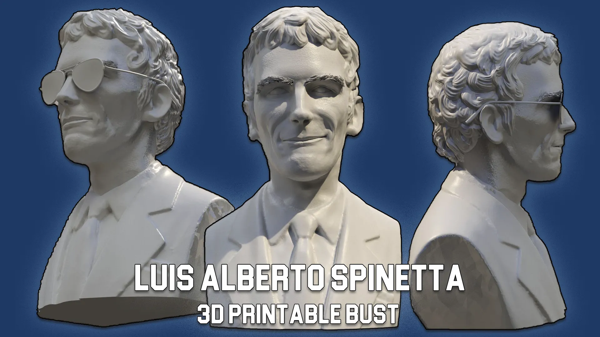 Luis Alberto Spinetta 3D Printable Bust Collection 3D Print Model .c4d .max .obj .3ds .fbx .stl .blend 