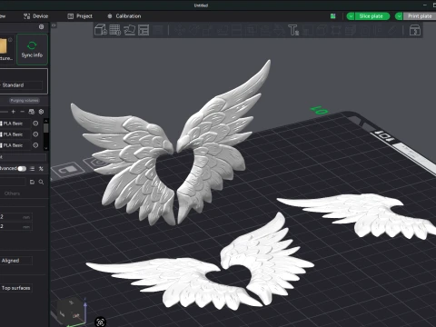 Heart Wings 3D Printable Ornament 3D Print Model