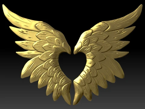 Heart Wings 3D Printable Ornament 3D Print Model