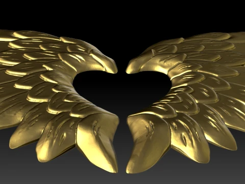 Heart Wings 3D Printable Ornament 3D Print Model