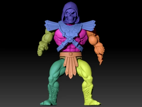 Skeletor 80s Articulated Color Printable Figure 3D Print Model