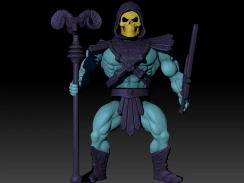 Skeletor 80s Articulated Color Printable Figure 3D Print Model