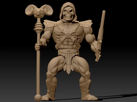 Skeletor 80s Articulated Color Printable Figure 3D Print Model