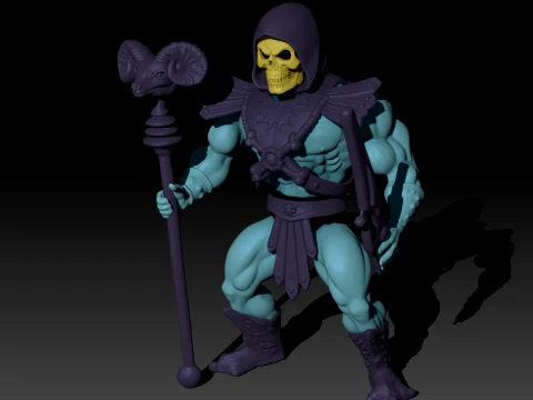 Skeletor 80s Articulated Color Printable Figure 3D Print Model
