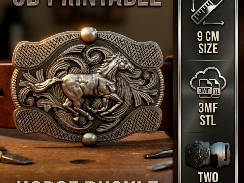 Horse belt buckle Printable 3D Print Model