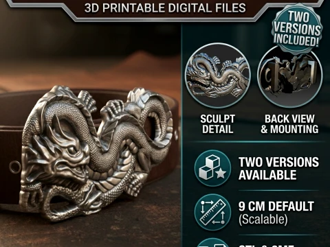 Dragon belt buckle Printable 3D Print Model