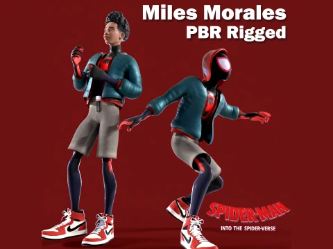 Miles Morales Spiderman PBR Animated model low-poly 3D Model