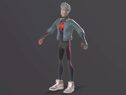 Miles Morales Homem-Aranha PBR Modelo animado low-poly Modelo 3D